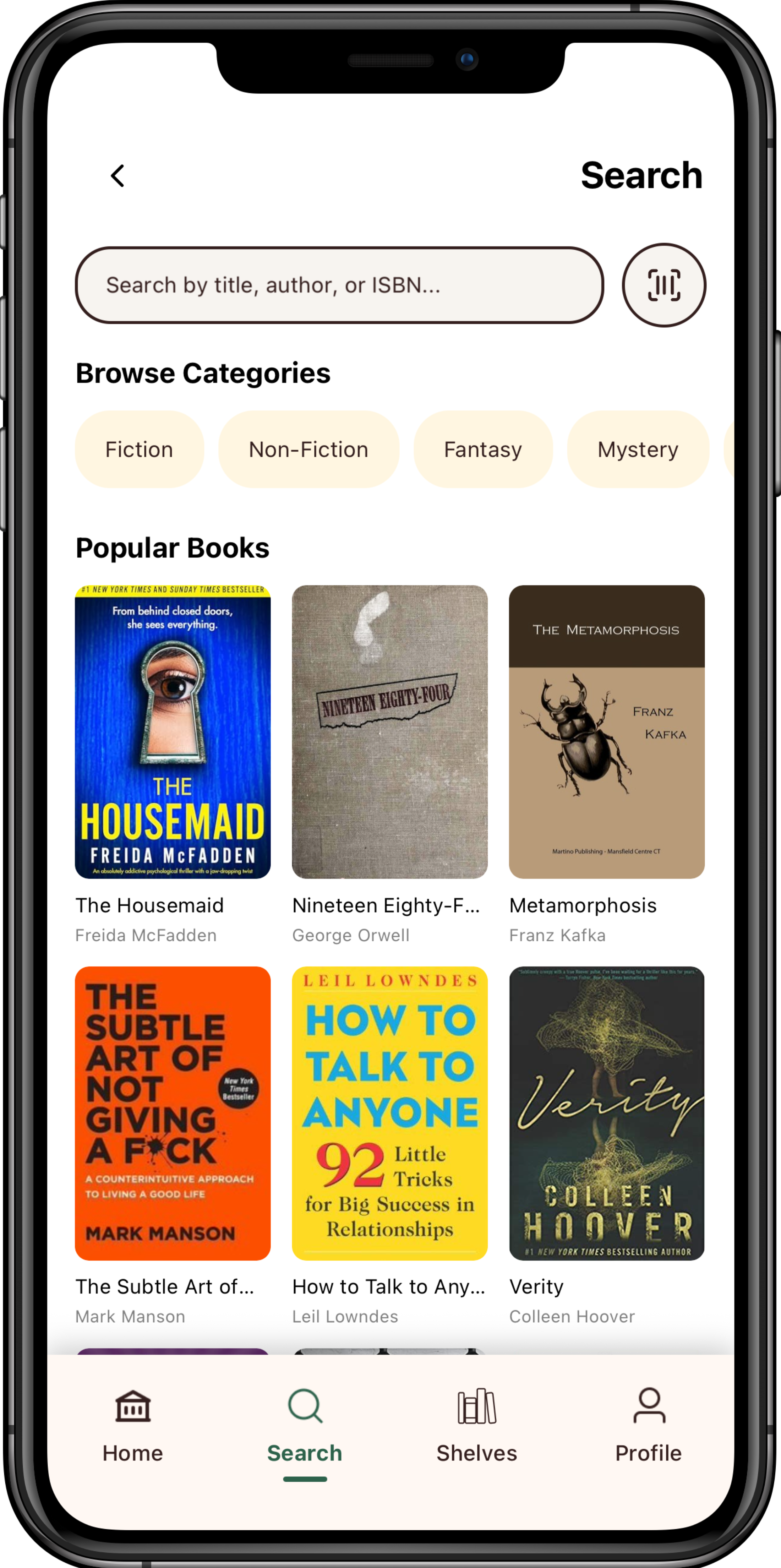 Bnooks search screen