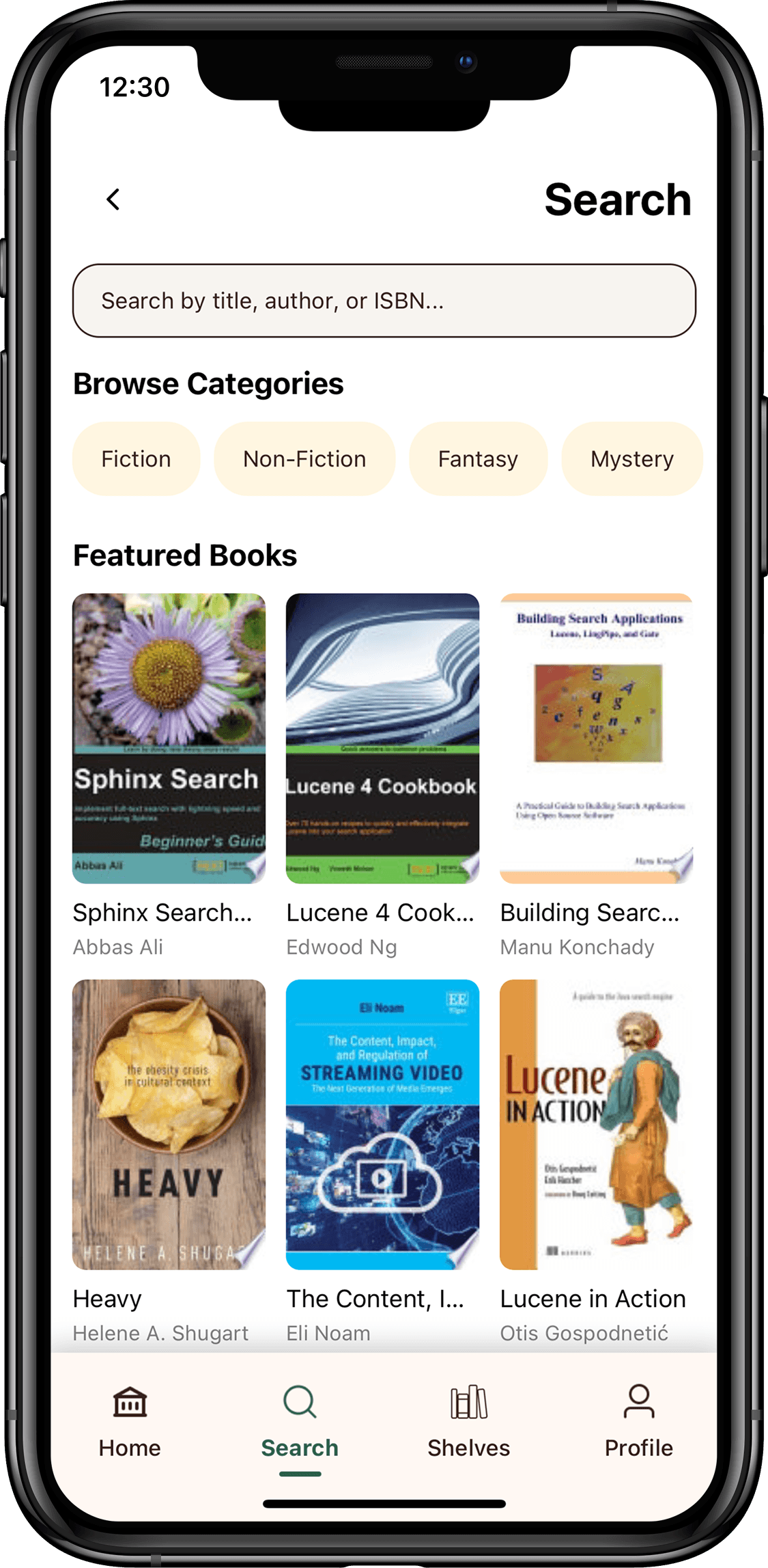 Bnooks search screen